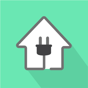 Symbol of a house with power plug