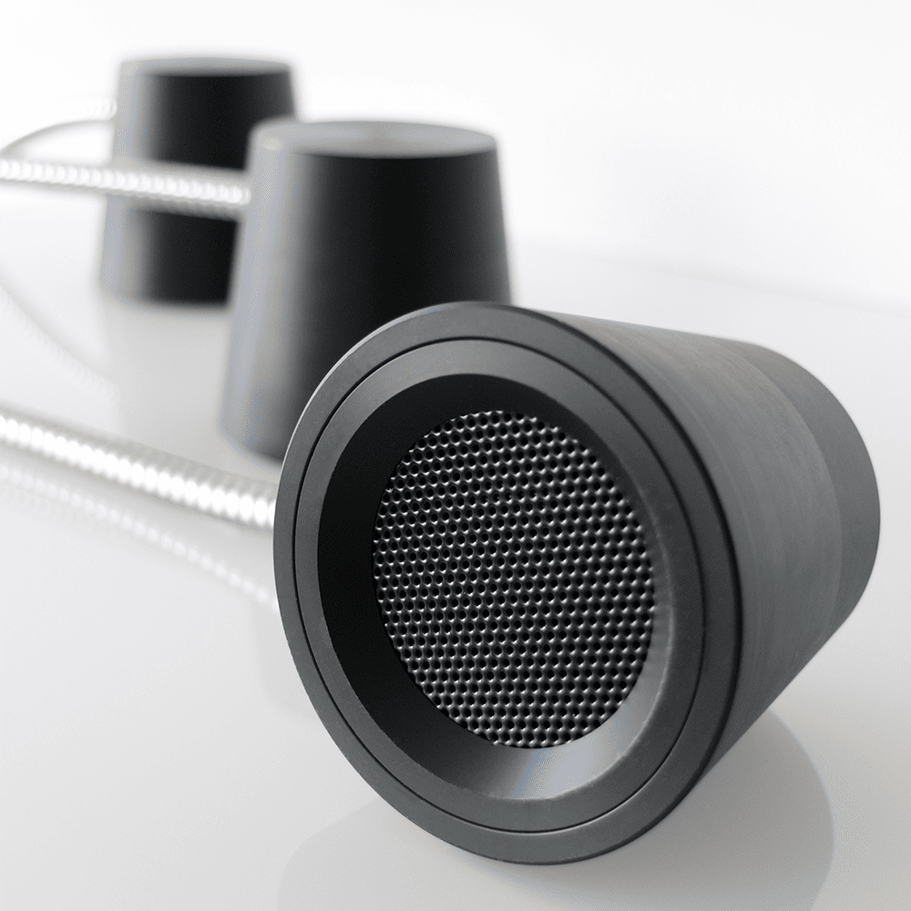 single cup headphones in black sleek design