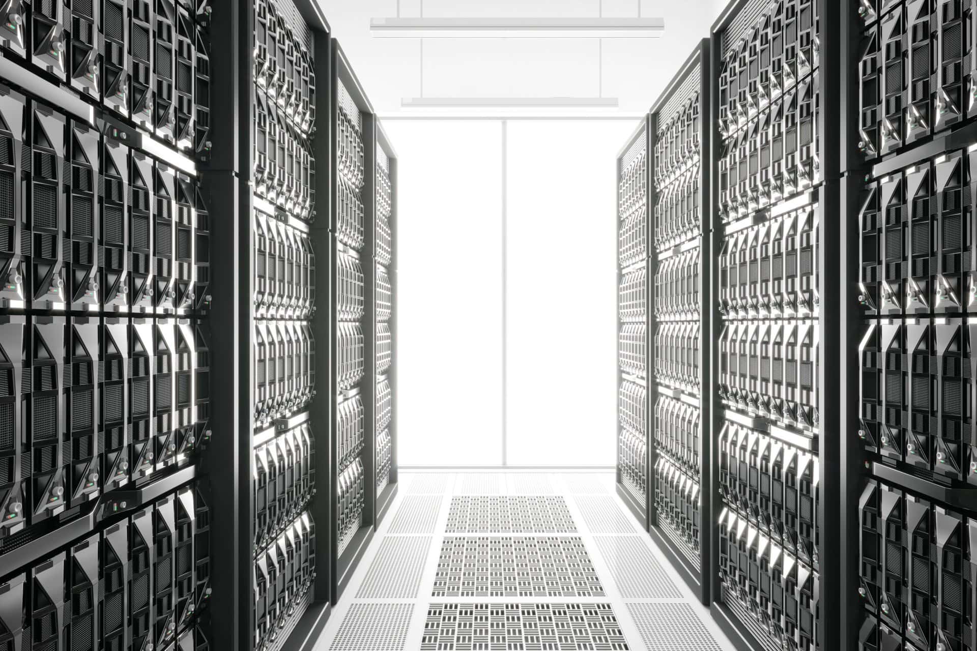 Server racks in a server room